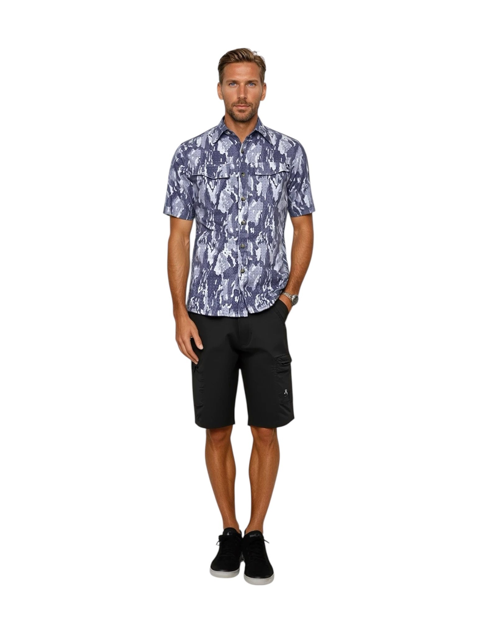 Men's Geo Camo UV Vented Fishing Shirt